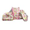 Colorful Animal Print Baby Bed With Mosquito Net And Pillow - 5-Piece Set - Image 2
