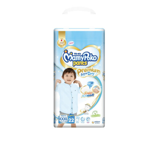 MamyPoko Pants Premium Extra Dry for Boys – XXXL, 18-32 kg, 22 pcs
